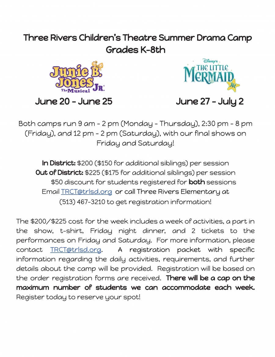 Three Rivers Children’s Theatre Summer Drama Camp Grades K-8th